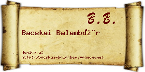 Bacskai Balambér névjegykártya